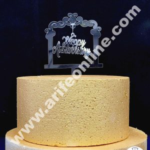 Cake Decor Exclusive Acrylic Hanging Cake Topper - Wedding Frame Silver Happy Anniversary