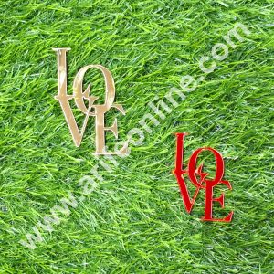 CAKE DECOR™ Red & Gold Acrylic Love Design Cutout Cake Topper - 2 pc Pack