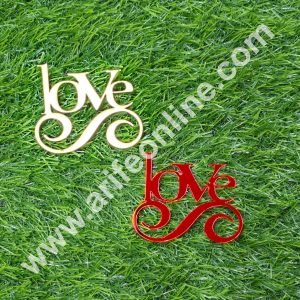 CAKE DECOR™ Red & Gold Acrylic Love Design Cutout Cake Topper - 2 pc Pack