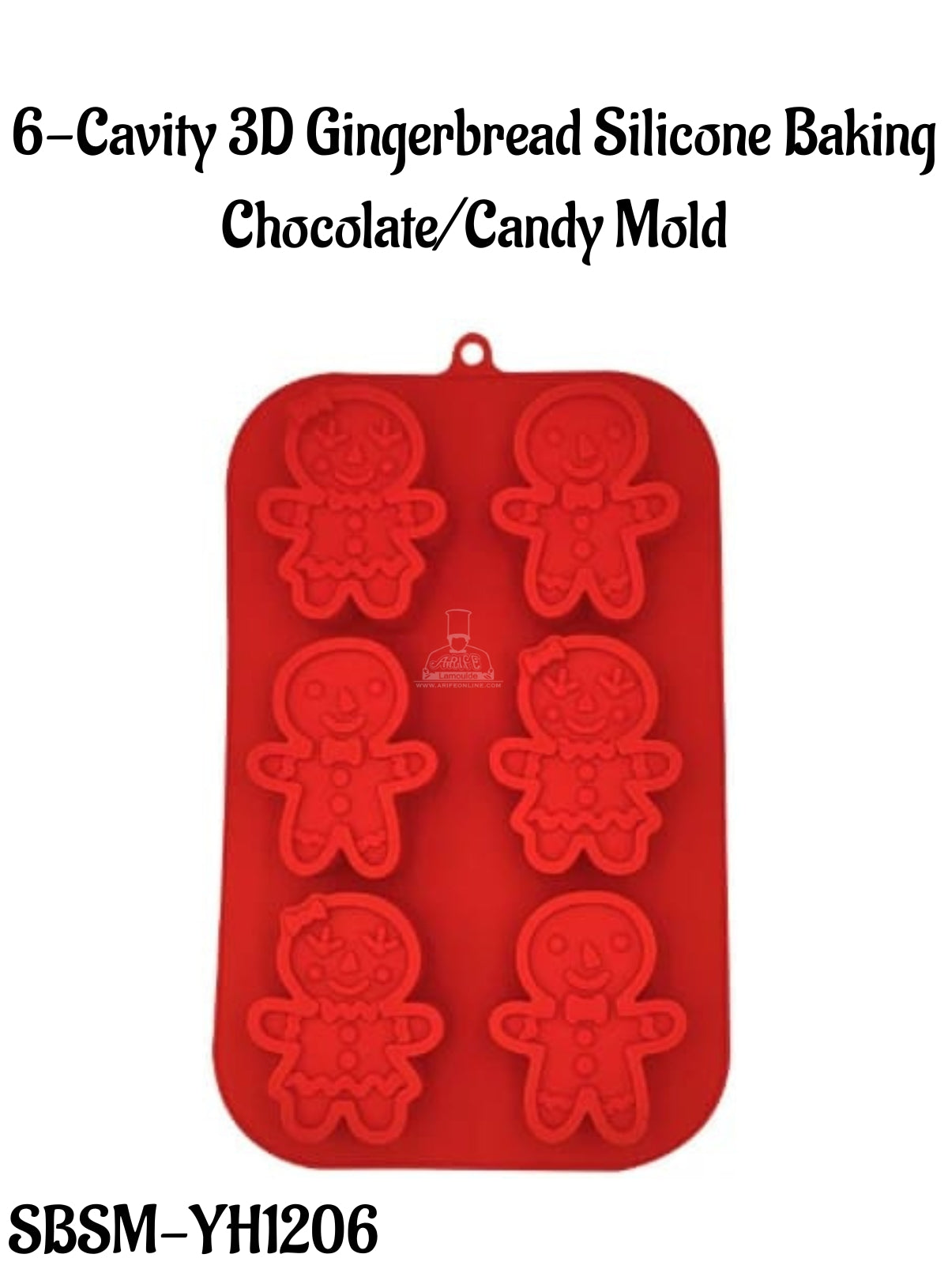 CAKE DECOR™ 6-Cavity 3D Gingerbread Silicone Baking Chocolate/Candy Mold - SBSM-YH1206