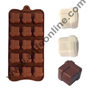 Cake Decor Silicon 15 Cavity GiftBox Brown Chocolate Mould, Ice Mould, Chocolate Decorating Mould