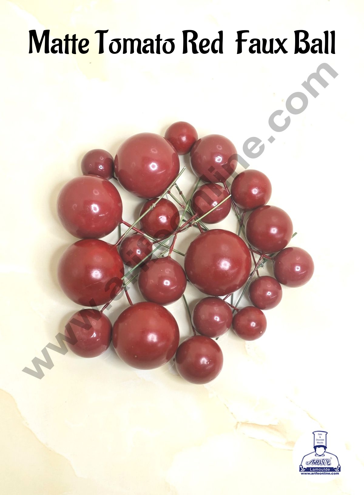 CAKE DECOR™ Tomato Red Faux Balls Topper For Cake and Cupcake Decoration - (20pcs Pack )