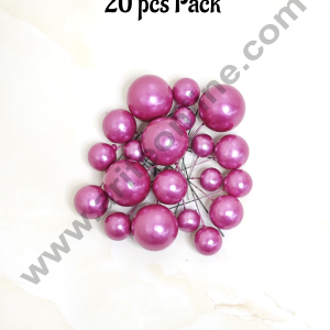 CAKE DECOR™ Pearl Finish Dark Pink Faux Balls Topper For Cake and Cupcake Decoration - (20 Pcs Pack)
