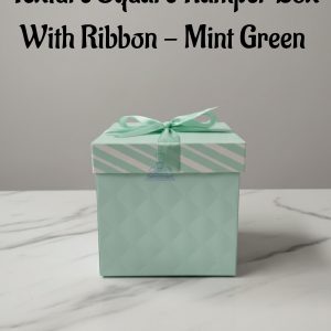 Texture Square Hamper Box With Ribbon - Mint Green | 15 x 15 x 15 cm | 1 Piece - CAKE DECOR™