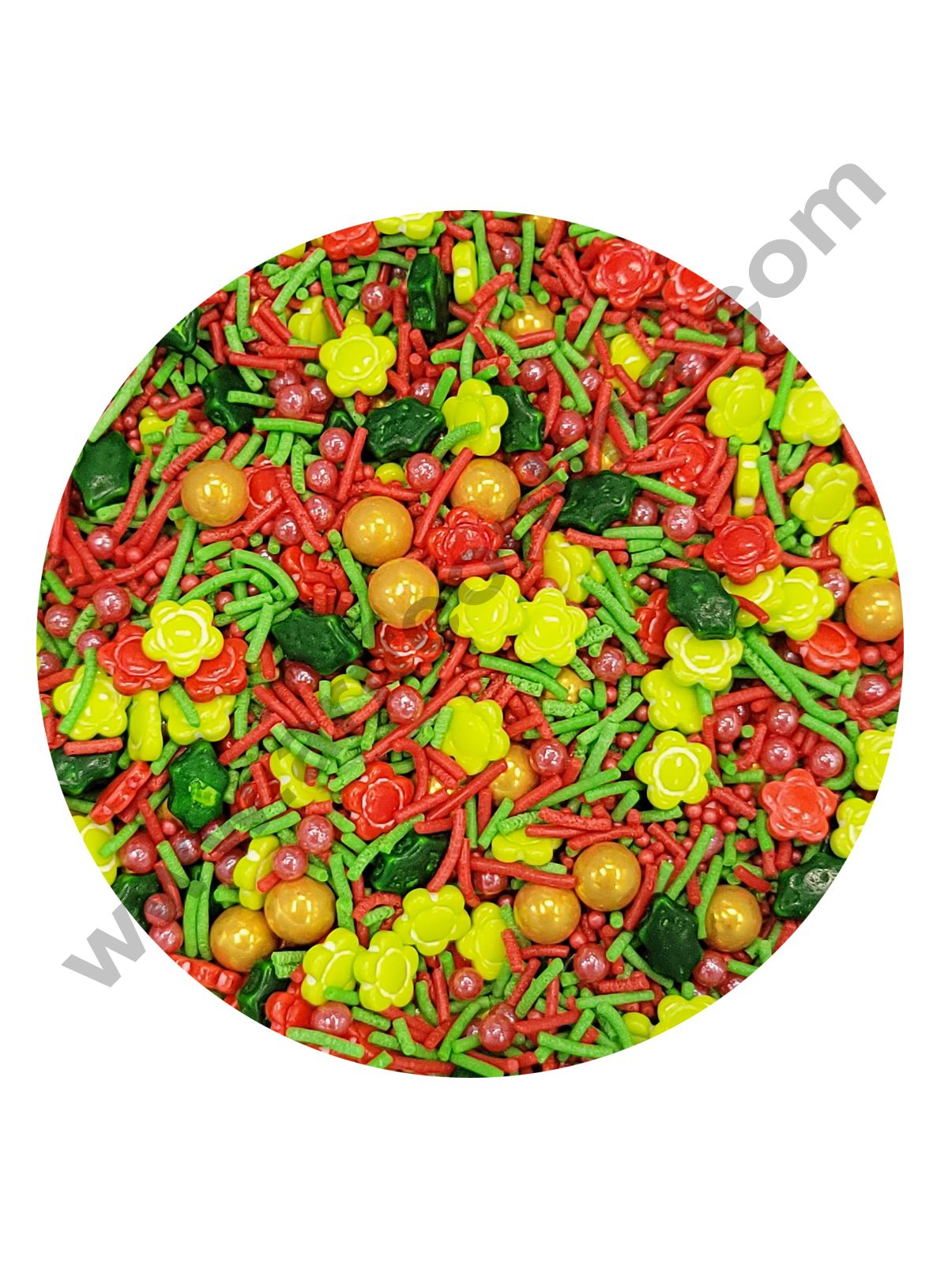 CAKE DECORβ’ Sugar Candy - Red Green Yellow Mashup Sprinkles and Candy - 500 gm