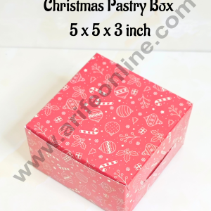 CAKE DECORβ’ Red Christmas Design Pastry Box - 5x5x3( Pack of 10 Pcs )