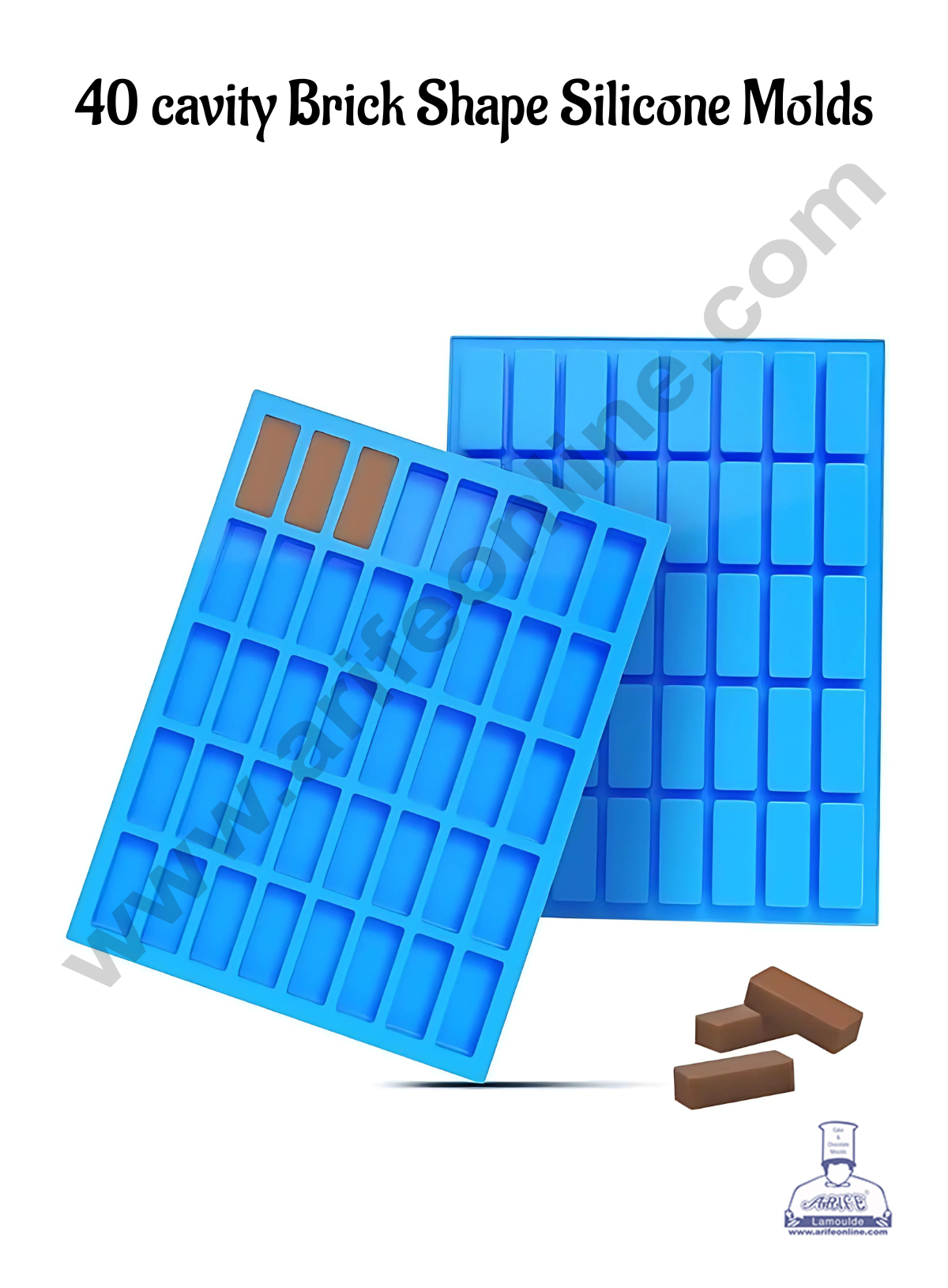 CAKE DECORβ’ 40 Cavity Brick Shape Silicone moulds for Soaps, Chocolate Jelly Desserts (SBSM-LBM718)