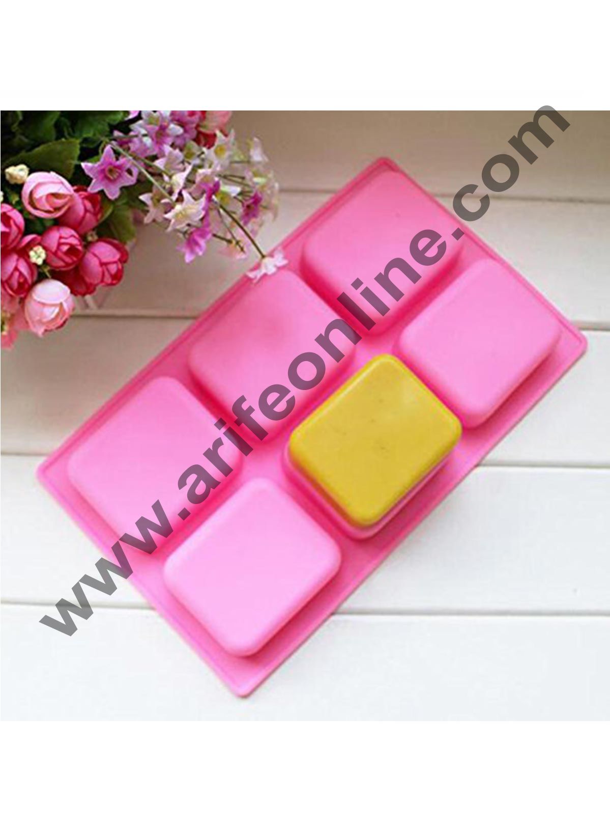 Cake Decor 6 Cavity Silicone Rounded Rectangle Muffin Soap Jelly Baking Mold for making Homemade and Melt and Pour Soaps