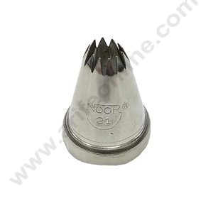 CAKE DECOR™ Small Noor Nozzle No. 21 Cake Icing with Collar Ring | Piping Steel Nozzle