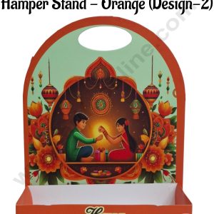 Happy Raksha Bandhan Foldable Hamper Stand -Orange (Design-02)- CAKE DECOR™