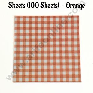 Printed Parchment Paper | Bento Box Liner | Grease Proof Paper | Wrap Paper - Orange Checks/Plaid Print (100 Sheets) CAKE DECOR™