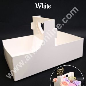 Heart Handle Hamper Box (White) | Gift Box | Gift Box With Heart Handle (1 Pcs Pack) CAKE DECOR™