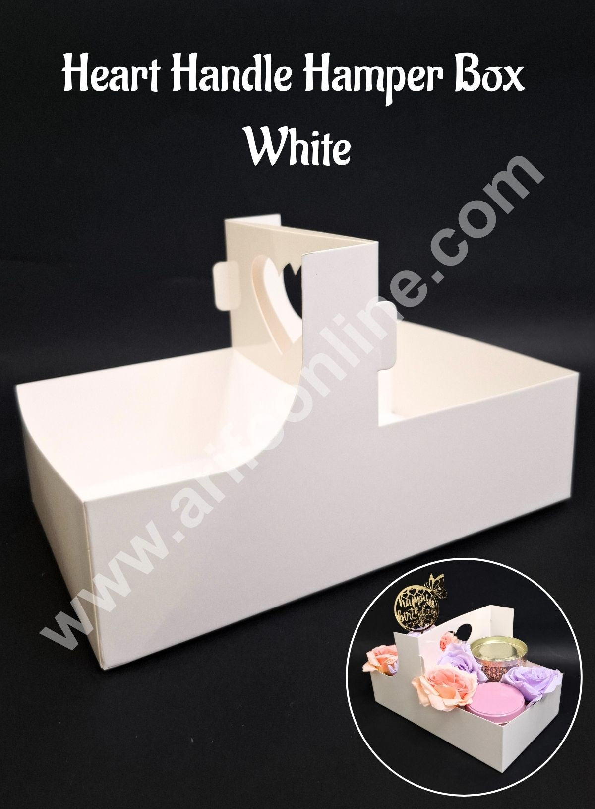 Heart Handle Hamper Box (White) | Gift Box | Gift Box With Heart Handle (1 Pcs Pack) CAKE DECORβ’