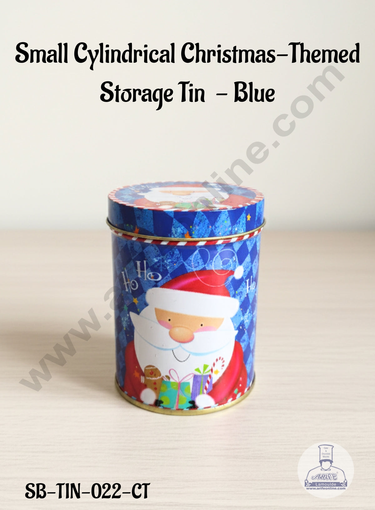 CAKE DECOR™ Small Cylindrical Christmas-Themed Storage Tin - Blue │Height: 11 cm x Diameter: 7.5 cm│