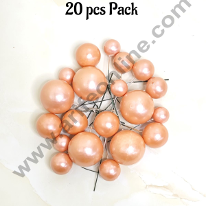 CAKE DECOR™ Pearl Finish Light Orange Faux Balls Topper For Cake and Cupcake Decoration - (20 Pcs Pack)