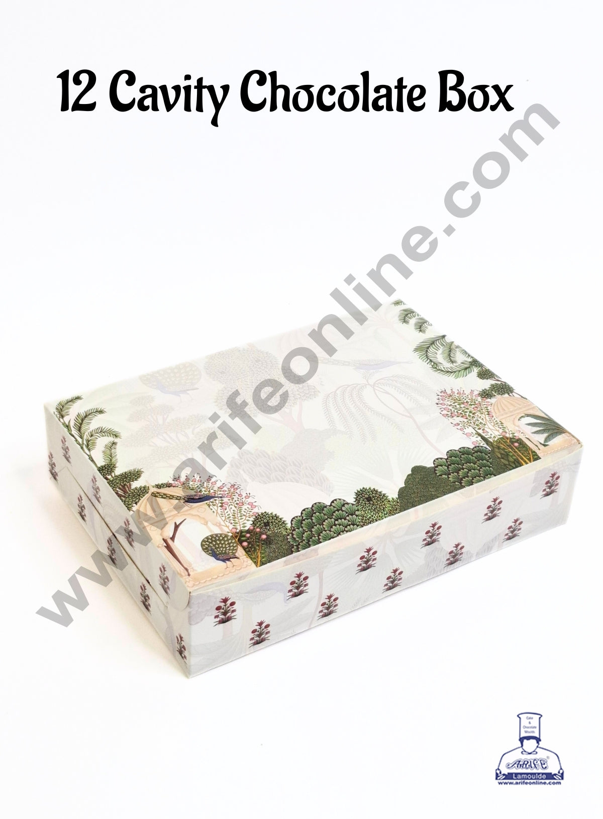 12 Cavity Traditional Design Green Chocolate Box (1 Piece) - CAKE DECORβ’