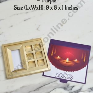 CAKE DECOR™ 6 Cavity Diwali Chocolate Box With Cavity - Purple│ SBBX-Diwali-6-Purple│ 9 x 8 x 1 Inch │ 1 Pc Pack │