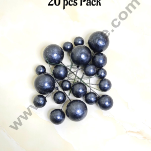 CAKE DECOR™ Pearl Finish Black Faux Balls Topper For Cake and Cupcake Decoration - (20 Pcs Pack)