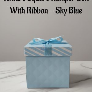Texture Square Hamper Box With Ribbon - Sky Blue | 15 x 15 x 15 cm | 1 Piece - CAKE DECOR™