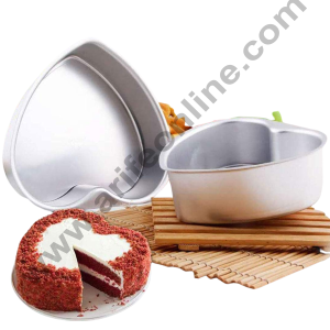 CAKE DECOR™ 8 inch Aluminium Heart Mould | Deep Heart Cake Pan with Removable Bottom