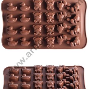 Cake Decor Silicon 24 Cavity Teddy Duck And Rabbit Shape Design Chocolate Mould Ice, Jelly Candy Mould