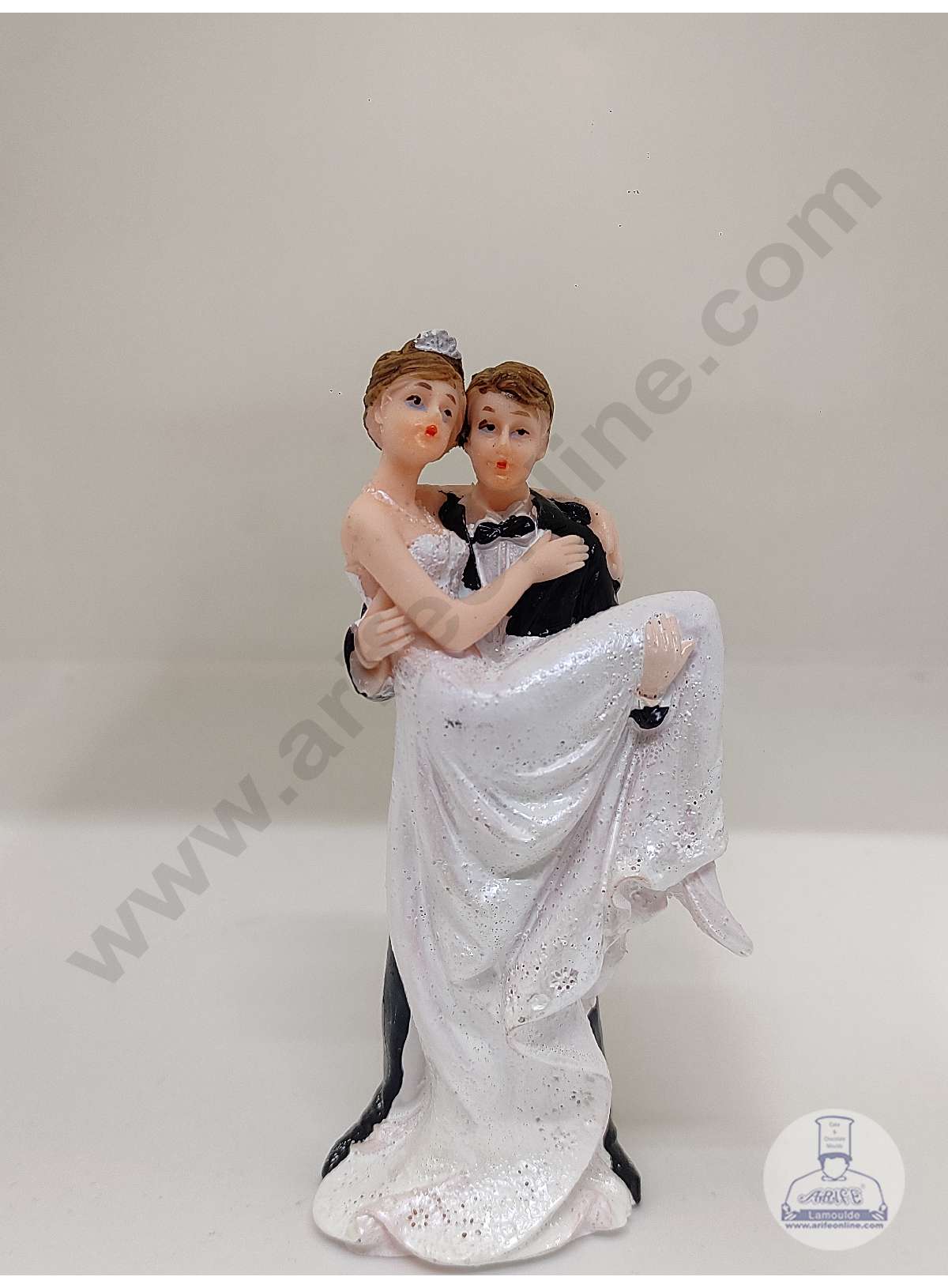 CAKE DECOR™ 1 Pcs Wedding Couple Cermaic Figure Cake Topper Decorations (SBCT-24163-J)