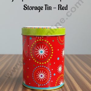 CAKE DECOR™ Large Cylindrical Merry Christmas  Storage Tin - Red│Height: 14 cm x Diameter: 10.5 cm│