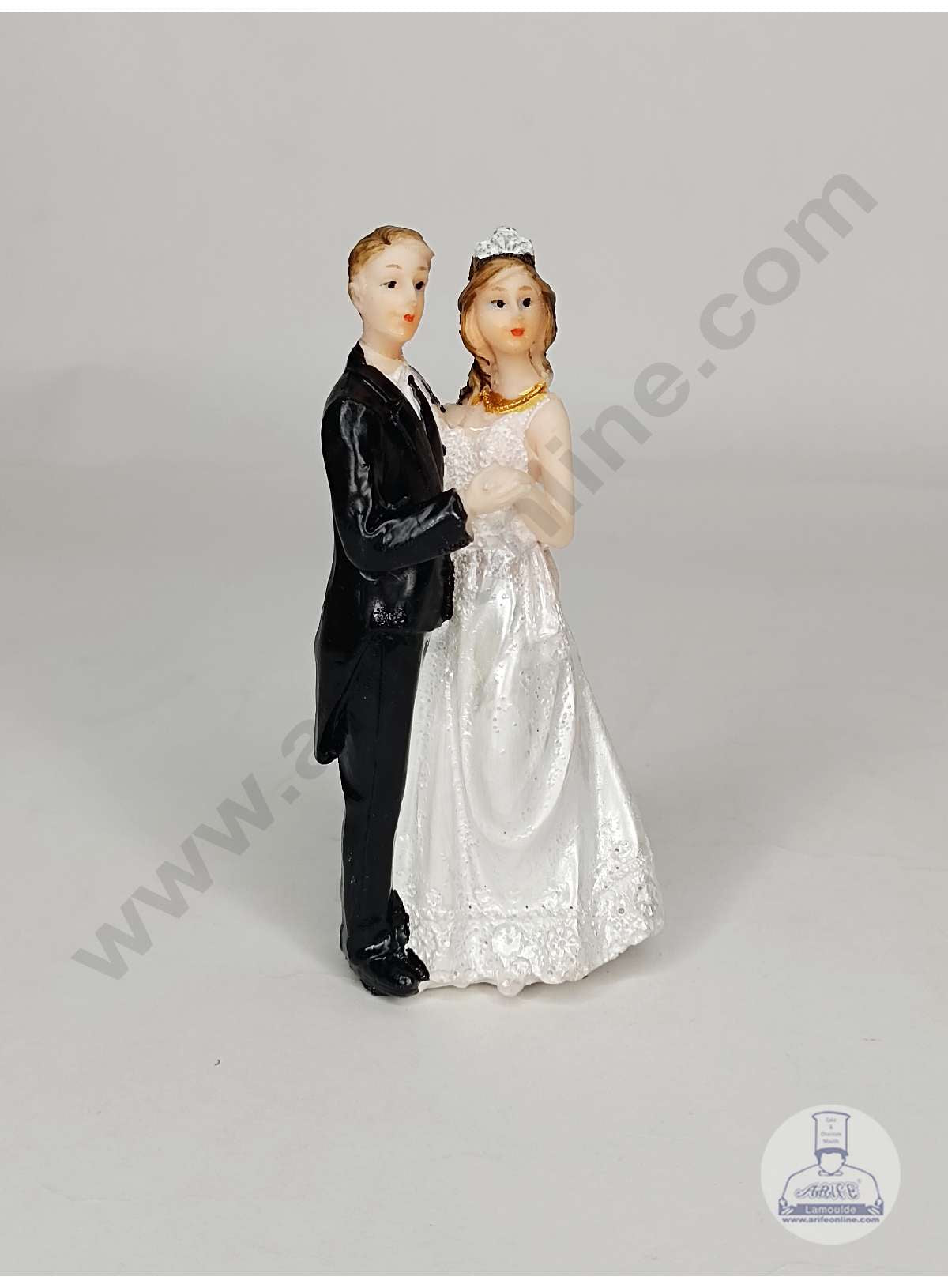 CAKE DECOR™ 1 Pcs Wedding Couple Cermaic Figure Cake Topper Decorations (SBCT-24408A-R)