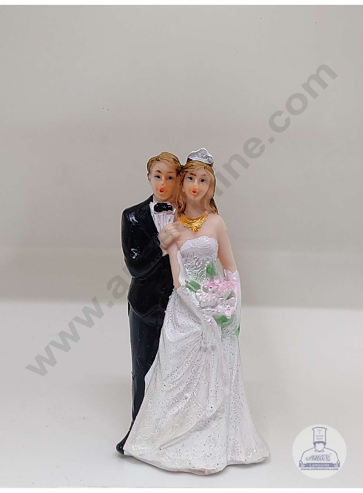 CAKE DECOR™ 1 Pcs Wedding Couple Cermaic Figure Cake Topper Decorations (SBCT-24461-R)
