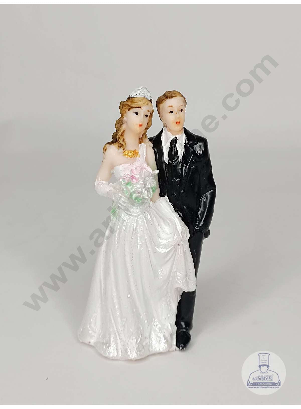 CAKE DECOR™ 1 Pcs Wedding Couple Cermaic Figure Cake Topper Decorations (SBCT-24461A-R)