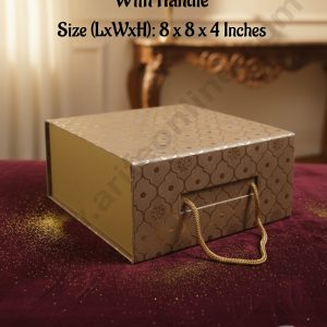 CAKE DECOR™ Golden Geometric Folding Hard Hamper Box With Handle | Gift Box | Present Box - 1 Pc | SBBX-HFFB-GoldGeo|