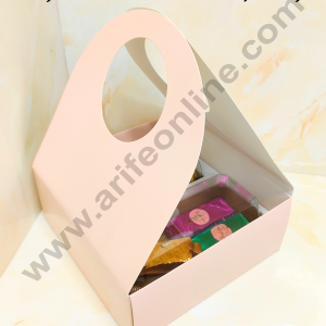 CAKE DECORβ’ Round Handle Hamper Box With Cavity (Light Pink) | Gift Box | Gift Bag With Handle (1 Pc Pack)
