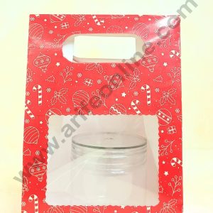 Cake Decor 1 Mason Jar Paper Carry Bags Christmas Theme - RED - Small (10 Pcs)