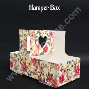 Heart Handle Hamper Box (Floral) | Gift Box | Gift Box With Heart Handle (1 Pcs Pack) CAKE DECOR™