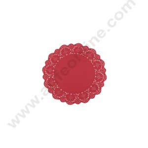 CAKE DECOR™ 3.5 inch Paper Doilies | Round Placemats | Decorative Accessories | Disposable Paper Mats - Red (100 pcs Pack)