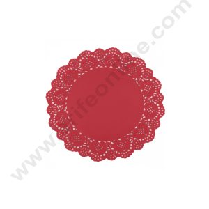 CAKE DECOR™ 5.5 inch Paper Doilies | Round Placemats | Decorative Accessories | Disposable Paper Mats - Red (100 pcs Pack)