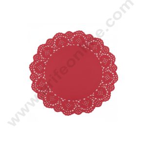 CAKE DECOR™ 6.5 inch Paper Doilies | Round Placemats | Decorative Accessories | Disposable Paper Mats - Red (100 pcs Pack)