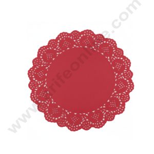CAKE DECOR™ 7.5 inch Paper Doilies | Round Placemats | Decorative Accessories | Disposable Paper Mats - Red (100 pcs Pack)