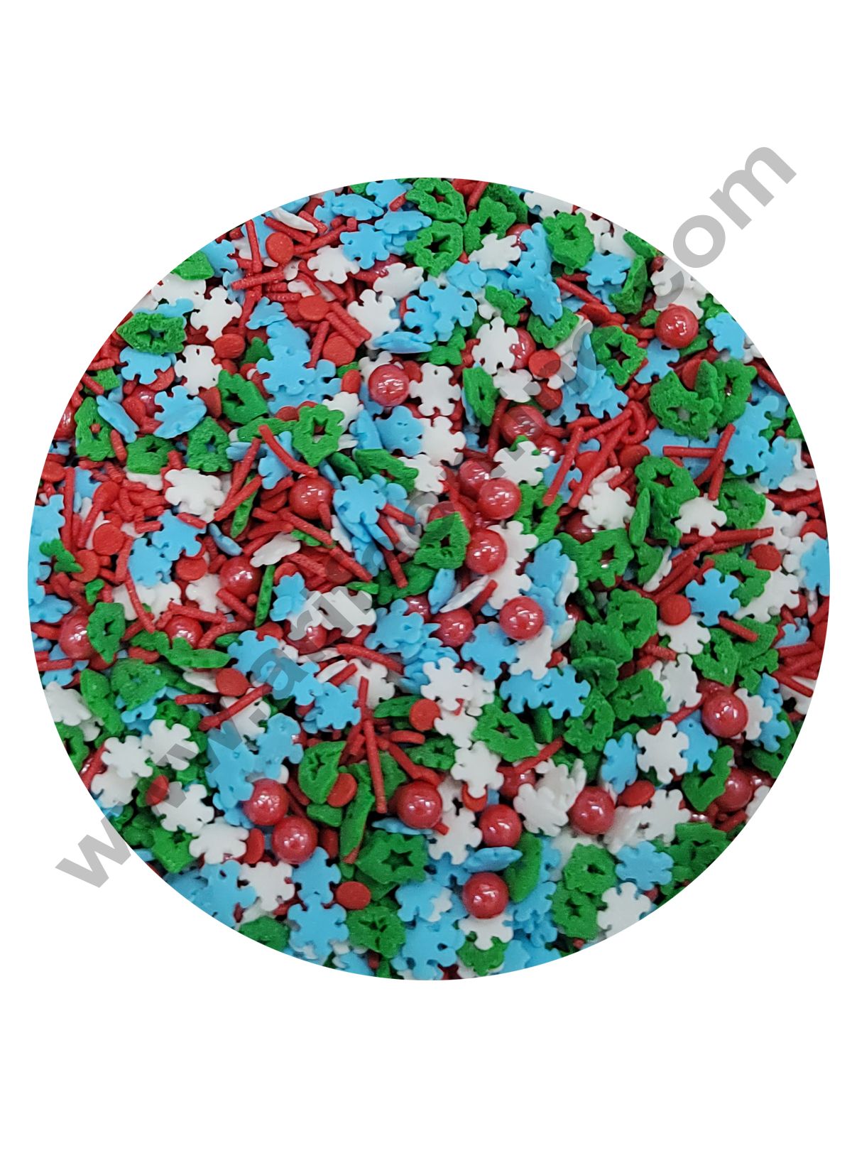 CAKE DECORβ’ Sugar Candy - Sky Blue White Green Red Mashup Sprinkles and Candy