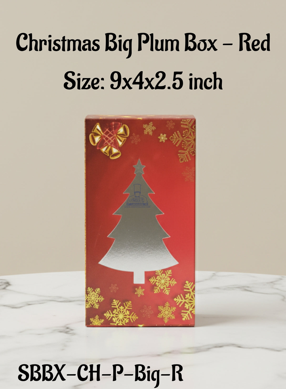 Christmas Big Plum Box - Red | Size: 9x4x2.5 inch | 10 Piece Pack - CAKE DECORβ’