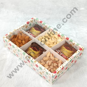 CAKE DECOR™ 6 Cavity Christmas Theme Brownie Boxes With Partition White color | Brownie Carriers - 1 Pcs Pack