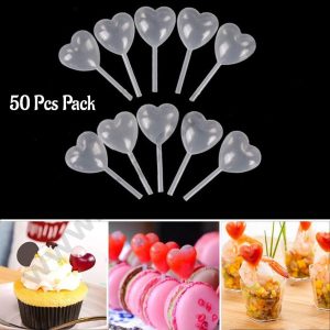 Cake Decor Plastic Mini Squeeze Transfer Pipettes Suitable for Chocolate, Cupcakes, Strawberries, Ice Cream, Cakes,Heart Shaped (4ml Pack of 50)