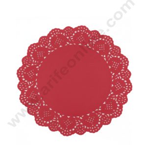 CAKE DECOR™ 8.5 inch Paper Doilies | Round Placemats | Decorative Accessories | Disposable Paper Mats - Red (100 pcs Pack)