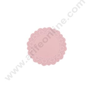 CAKE DECOR™ 3.5 inch Paper Doilies | Round Placemats | Decorative Accessories | Disposable Paper Mats - Pink (100 pcs Pack)
