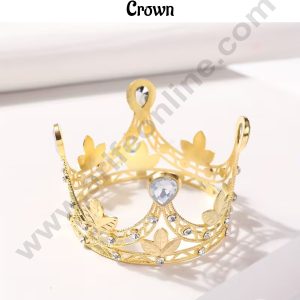 CAKE DECORβ’ Mini Gold Leaf and Gem Cake Topper Crown - SBCR-72-9-G