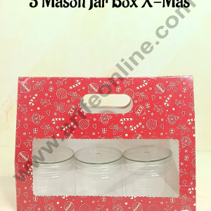Cake Decor 3 Mason Jar Paper Carry Bags Christmas Theme Red  - Large (10 Pcs)
