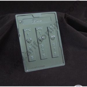 Cake Decor 3 Cavity Rectangle Bar PVC Chocolate Mould I Love Sis (1pcs pack)