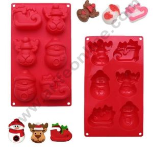 CAKE DECORβ’ 6-Cavity 3D Christmas Character Silicone Chocolate Mold - G324
