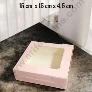 CAKE DECORβ’ 4 Cavity Brownie Box With Clear Window Without Cavity - Baby Pink - (10 Pcs Pack)