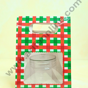Cake Decor 1 Mason Jar Paper Carry Bags Christmas Theme - RED & Green - Small (10 Pcs)